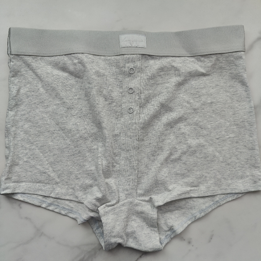 NWT PINK VICTORIA'S SECRET HIGH-WAIST BOYSHORT PANTY IN HEATHER STONE GRAY LARGE